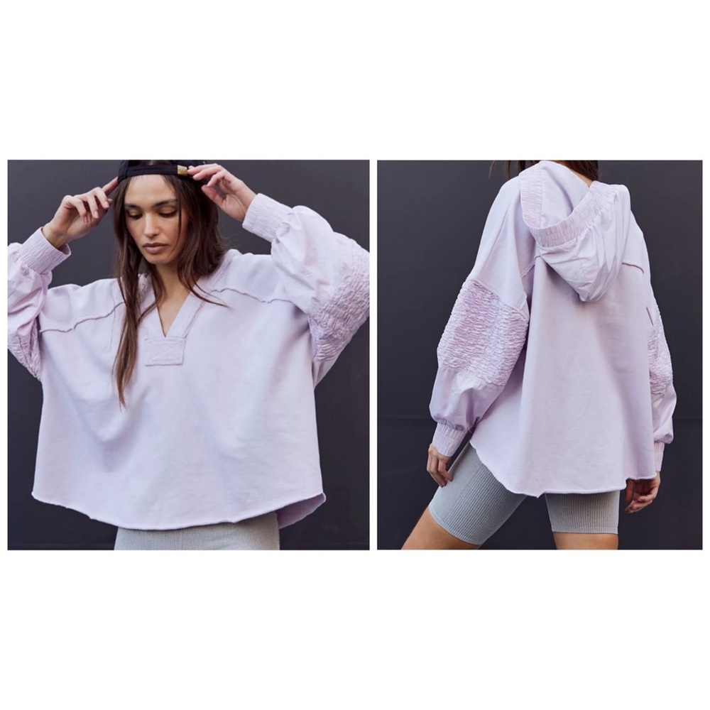 Free People Spin Hooded Pullover Sweatshirt Lilac S NWT